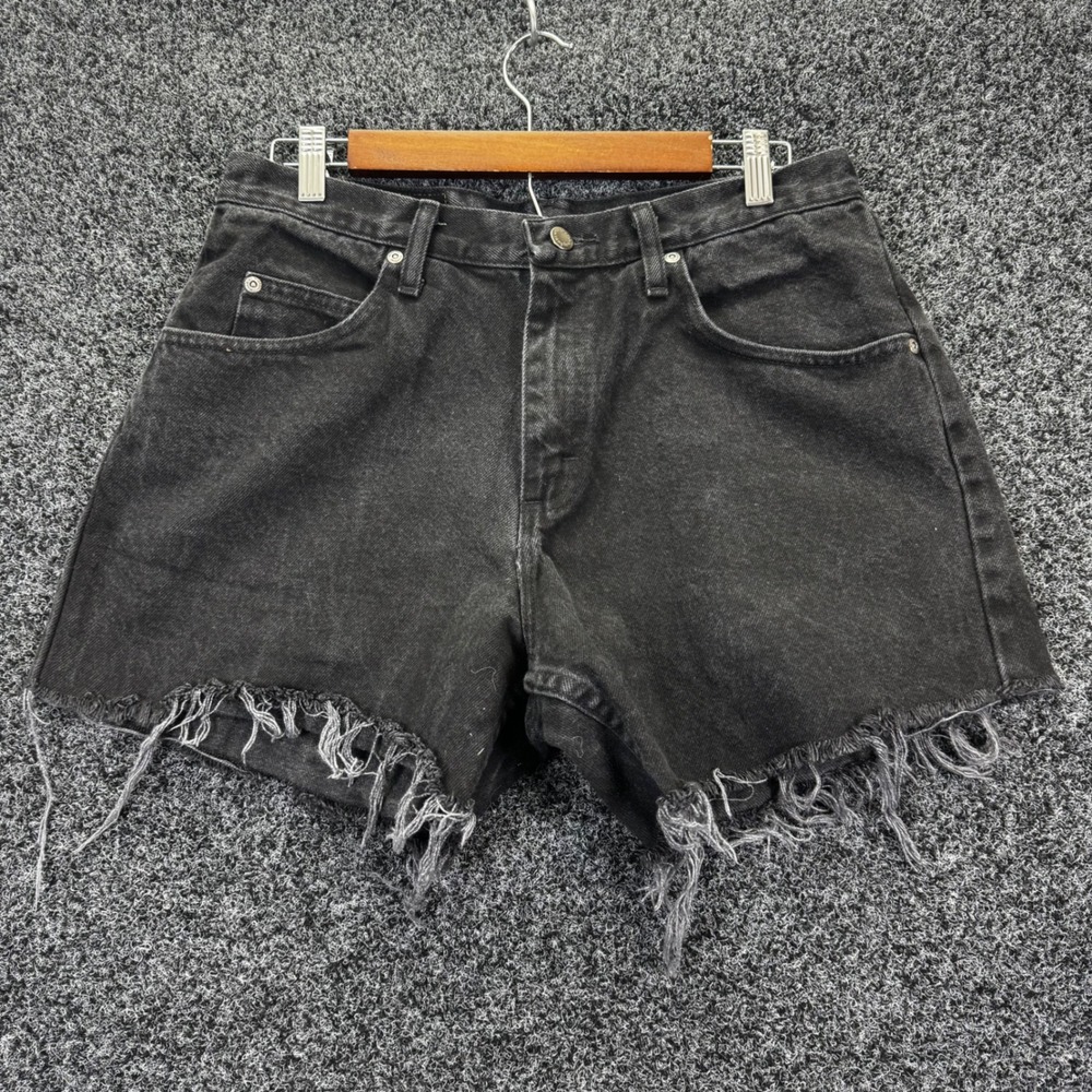 Wrangler Mens Relaxed Fit Cut Off Denim Shorts Black Frayed Hem 97601CB Size 32